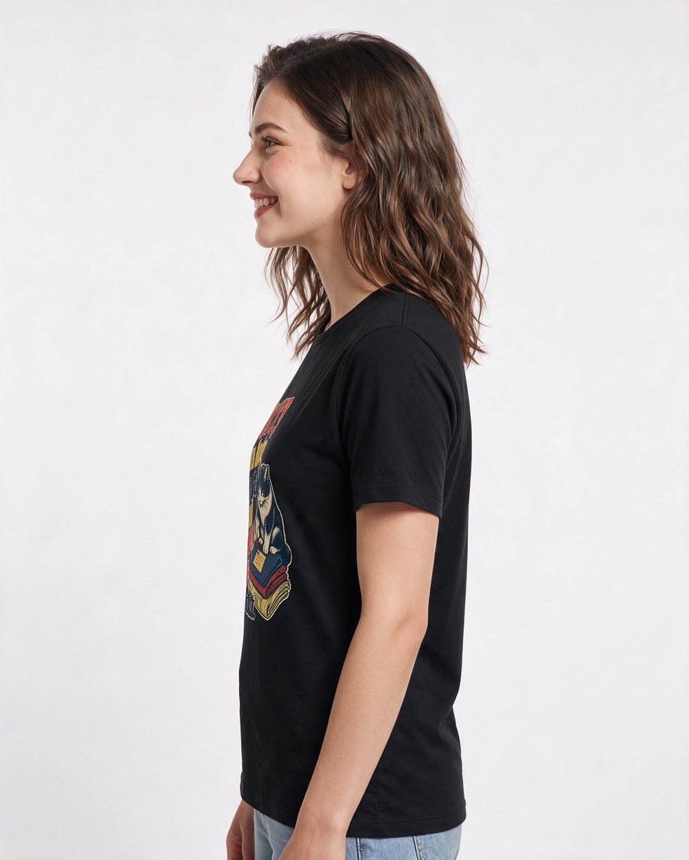 Funny Cat Lover Women's Black T-Shirt – Sorry I'm late, the cat had editorial notes on my outfit. product image 2