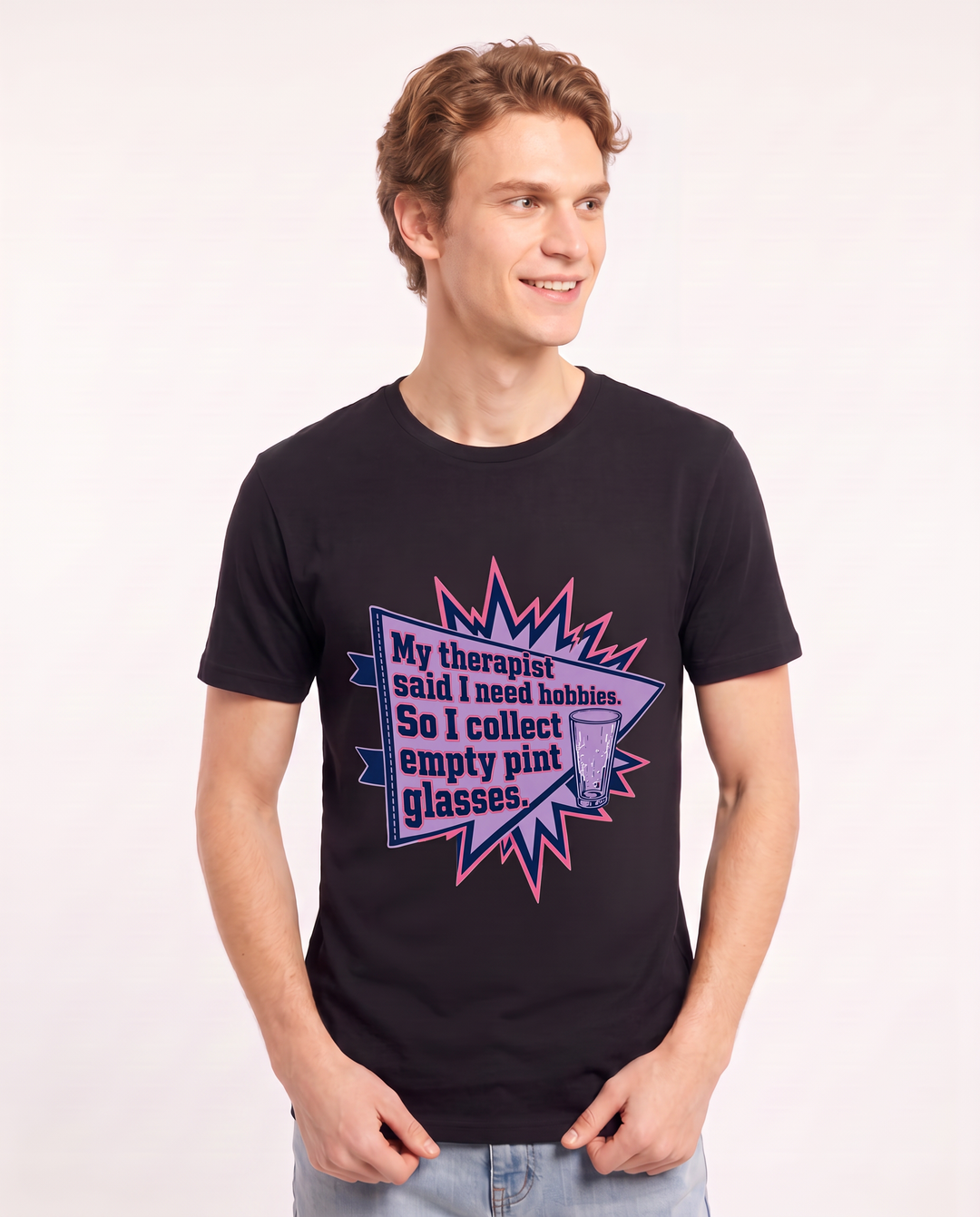 Funny Beer Men's Black T-Shirt - My therapist said I need hobbies. So product image 3