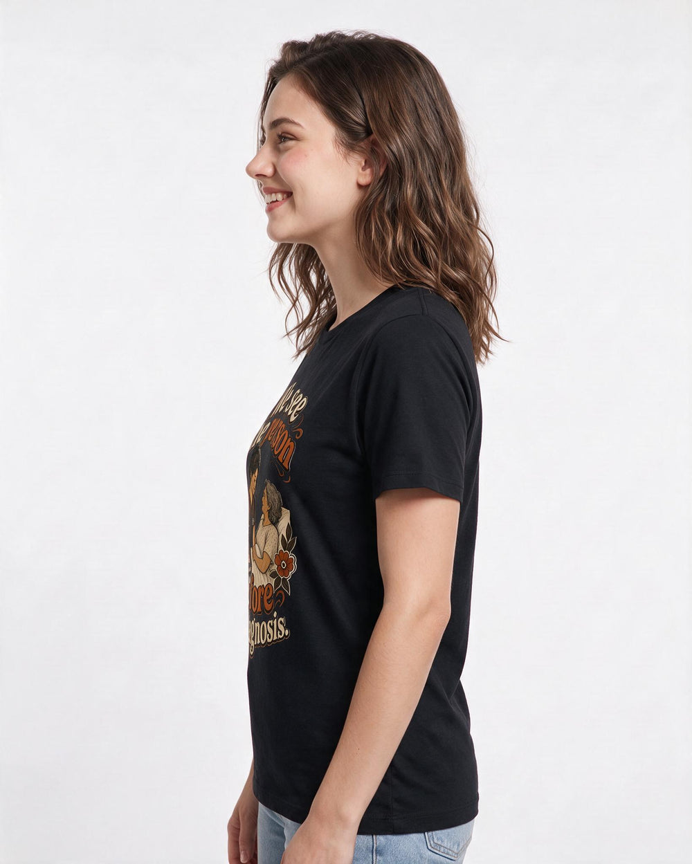 Nurse Women's Black T-Shirt – We see the person before the diagnosis. product image 2