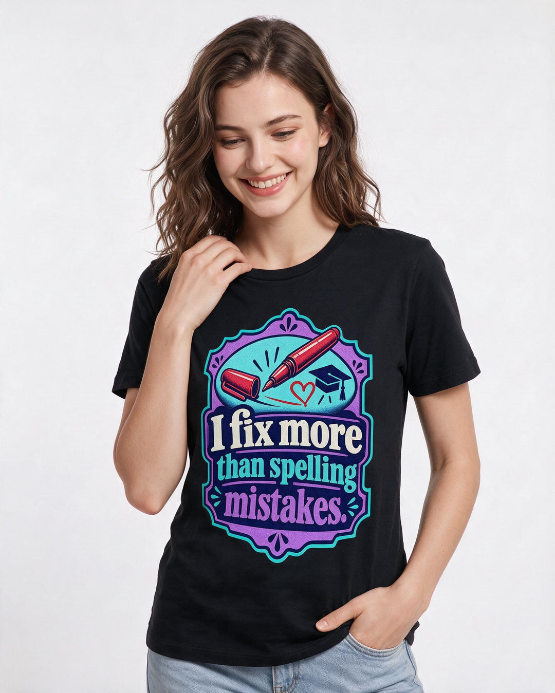 Teacher Black T-Shirt for Women – Everyday Expression Graphic Tee product image 1
