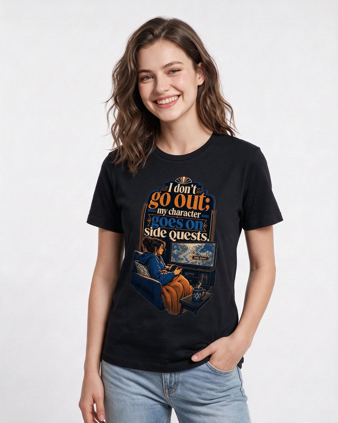 Gaming Black T-Shirt for Women – Game Night Graphic Tee product image 1