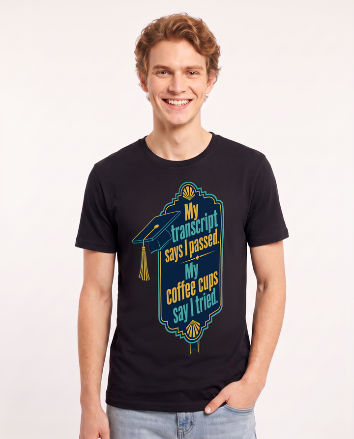 Graduation Gift Men's Black T-Shirt - My transcript says I passed. My product image 1