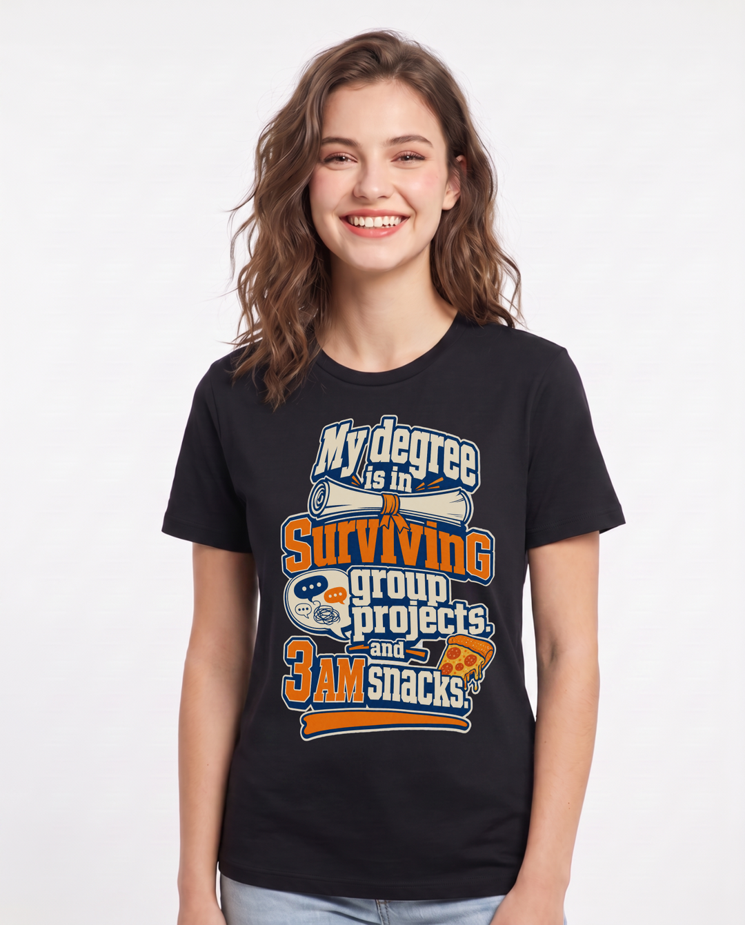 Graduation Black T-Shirt for Women – Everyday Expression Graphic Tee product image 3