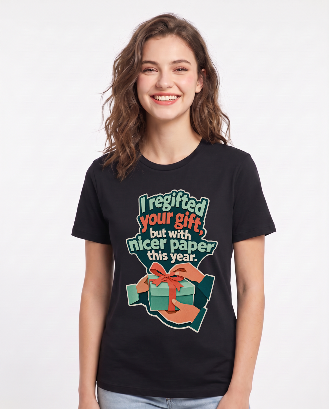 Christmas Black T-Shirt for Women – Holiday Theme Graphic Tee product image 3