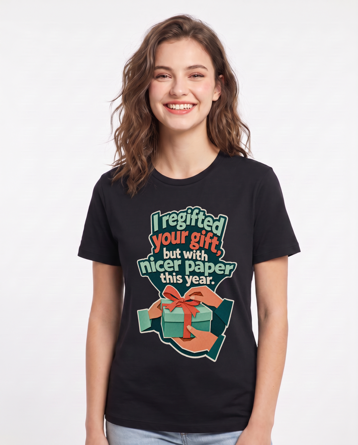 Christmas Black T-Shirt for Women – Holiday Theme Graphic Tee product image 3