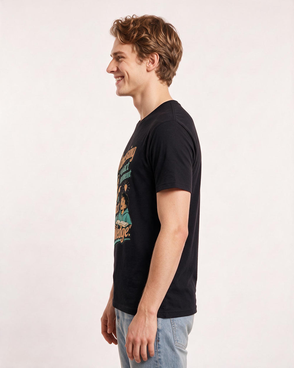 Teacher Men's Black T-Shirt – Witnessing the exact moment a fact product image 2