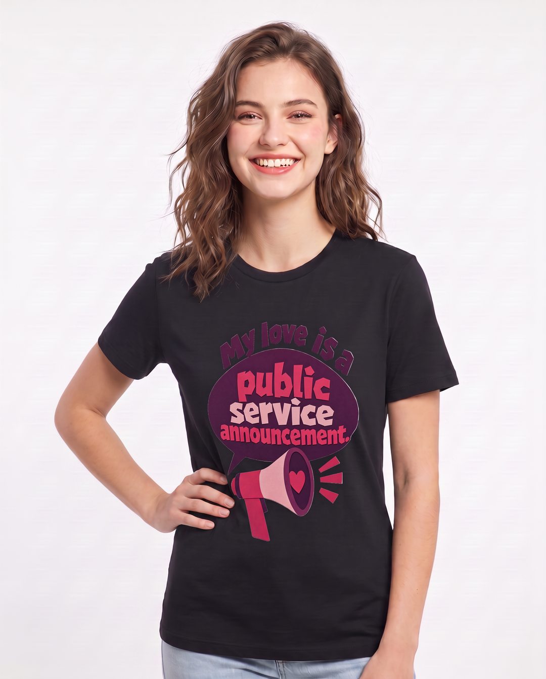 Graphic Women's Black T-Shirt - My love is a public service product image 3