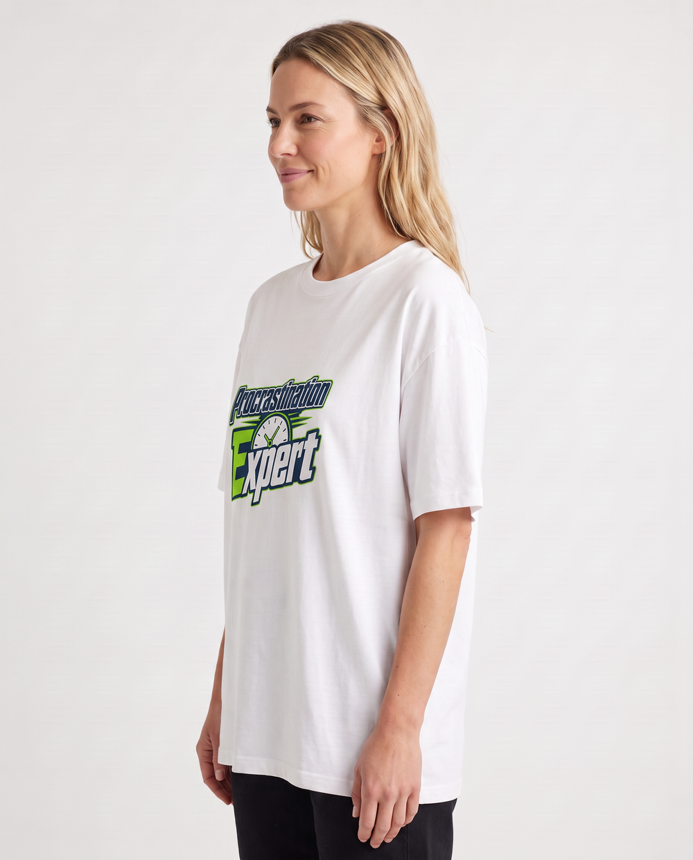 Procrastination Expert White T-Shirt mockup 2