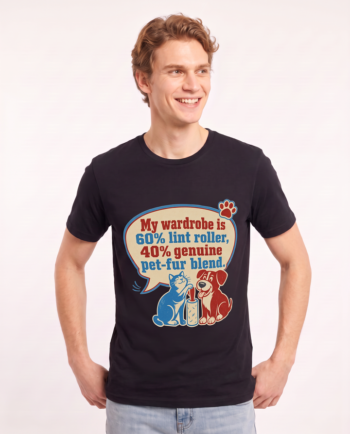 Graphic Men's Black T-Shirt - My wardrobe is 60% lint roller, 40% product image 3