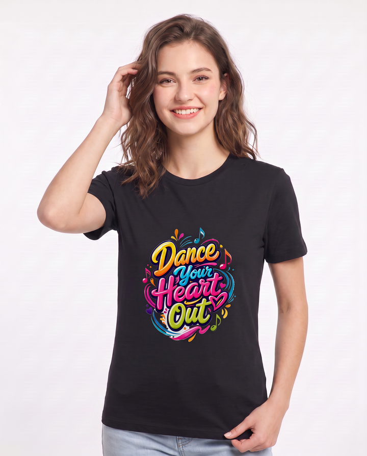 Dance Your Heart Out Women's Black T-Shirt product image 1