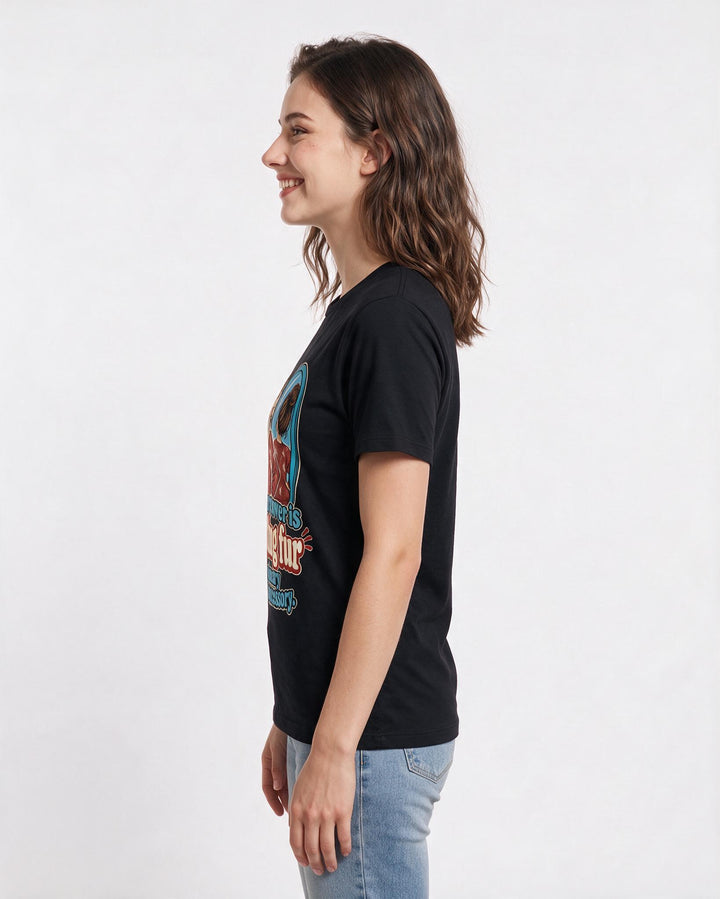 Cat Lover Black T-Shirt for Women – Everyday Expression Graphic Tee product image 2