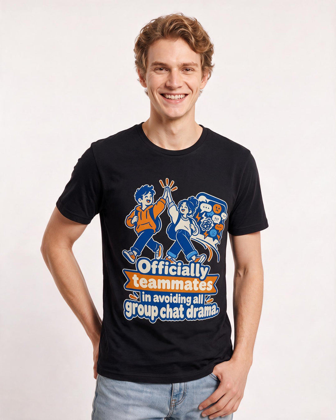 Couples Black T-Shirt for Men – Everyday Expression Graphic Tee product image 1