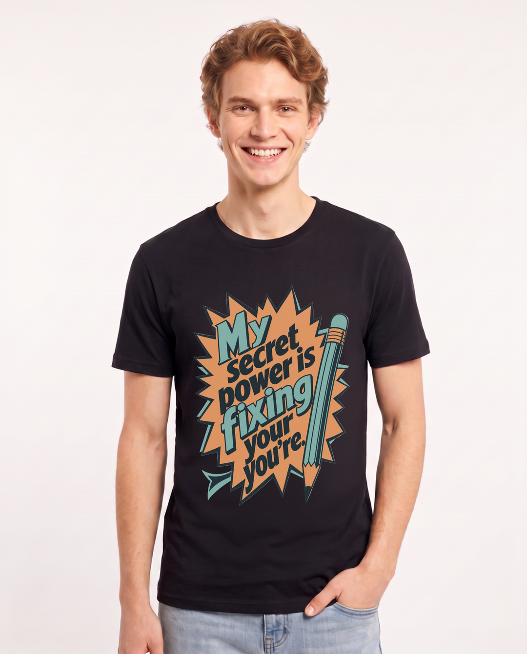 Teacher Gift Men's Black T-Shirt - My secret power is fixing your product image 1