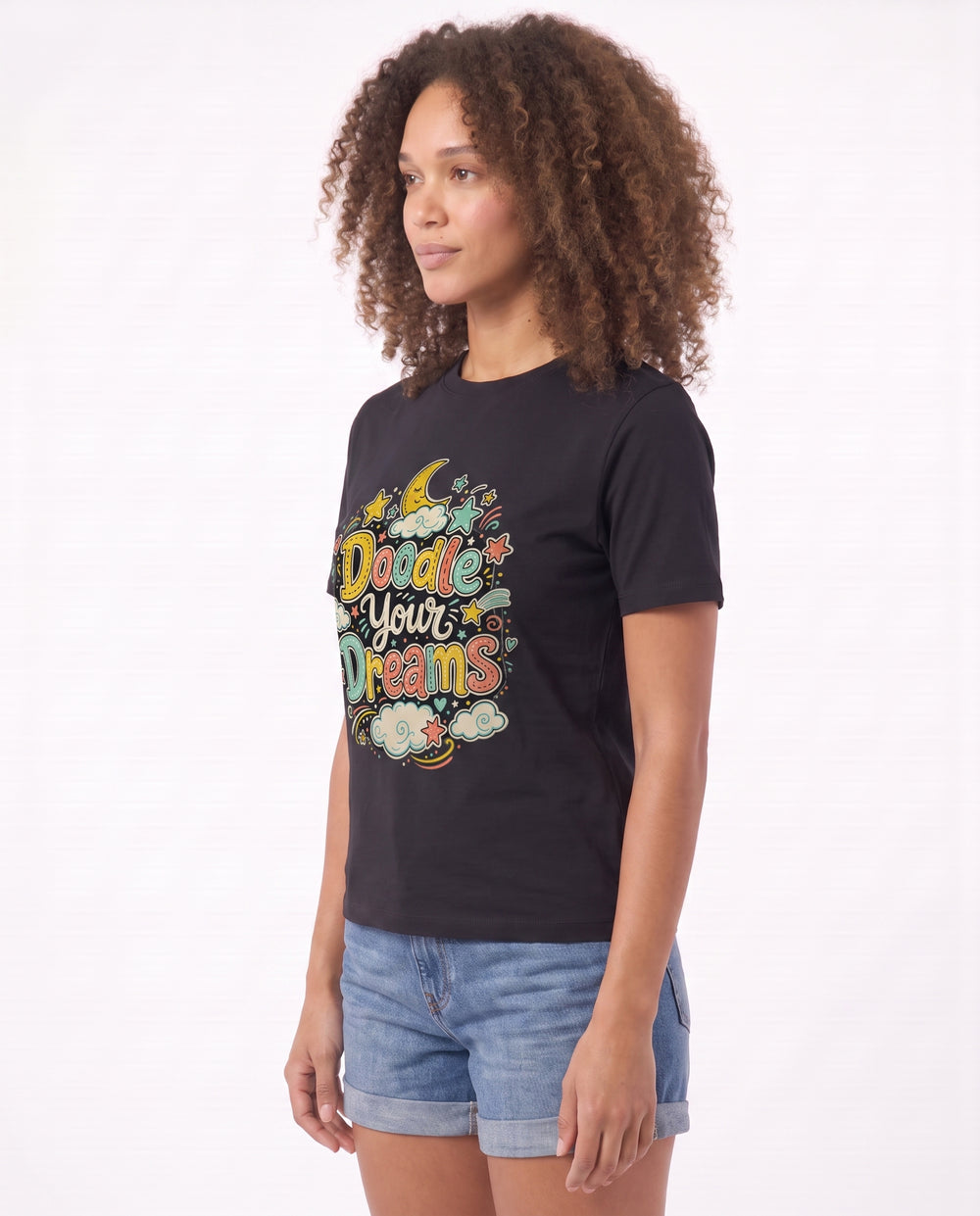 Doodle Your Dreams Black T-Shirt mockup 2