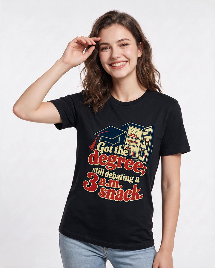 Graduation Black T-Shirt for Women – Everyday Expression Graphic Tee product image 1