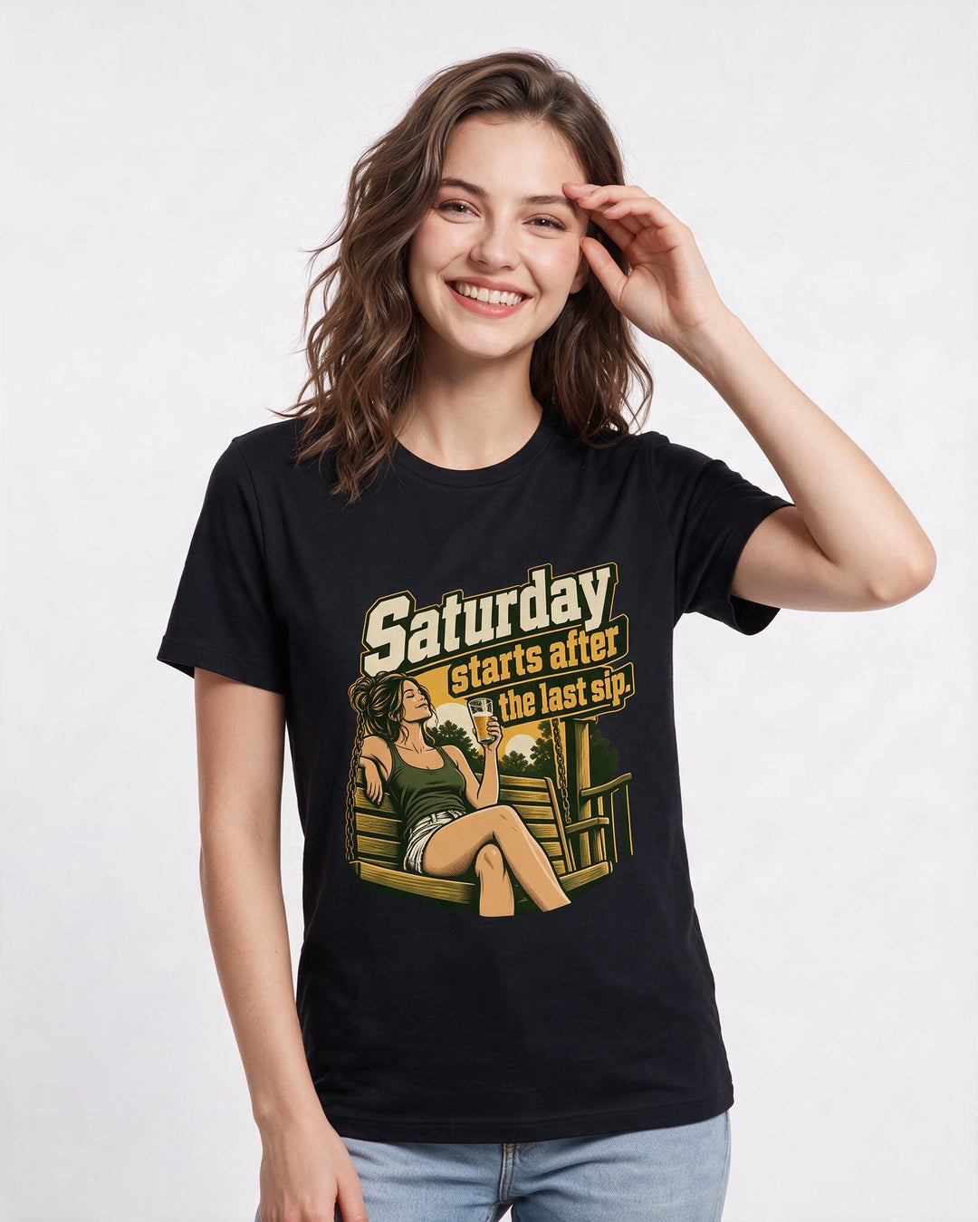 Beer Black T-Shirt for Women – Everyday Expression Graphic Tee product image 1