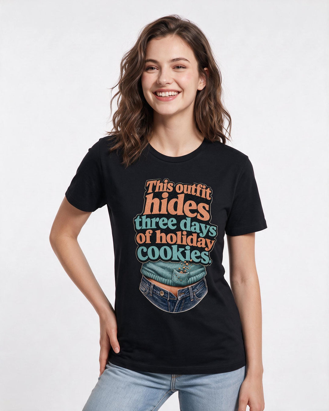 Christmas Black T-Shirt for Women – Holiday Theme Graphic Tee product image 3
