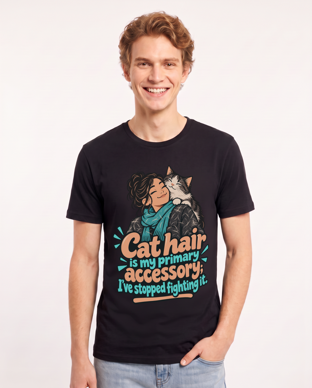 Cat Lover Black T-Shirt for Men – Everyday Expression Graphic Tee product image 3