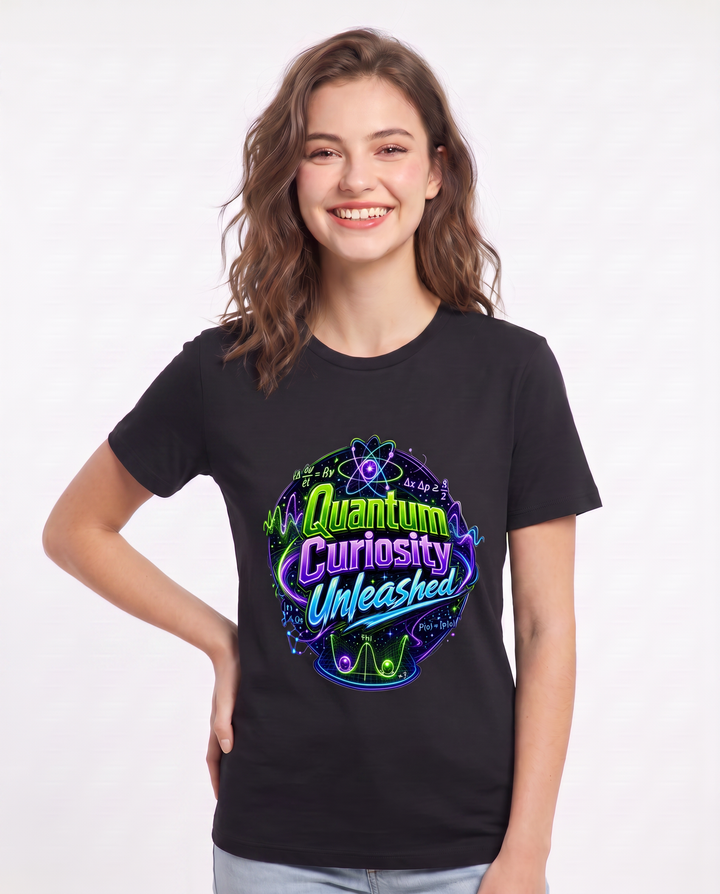 Quantum Curiosity Unleashed Women's Black T-Shirt product image 1
