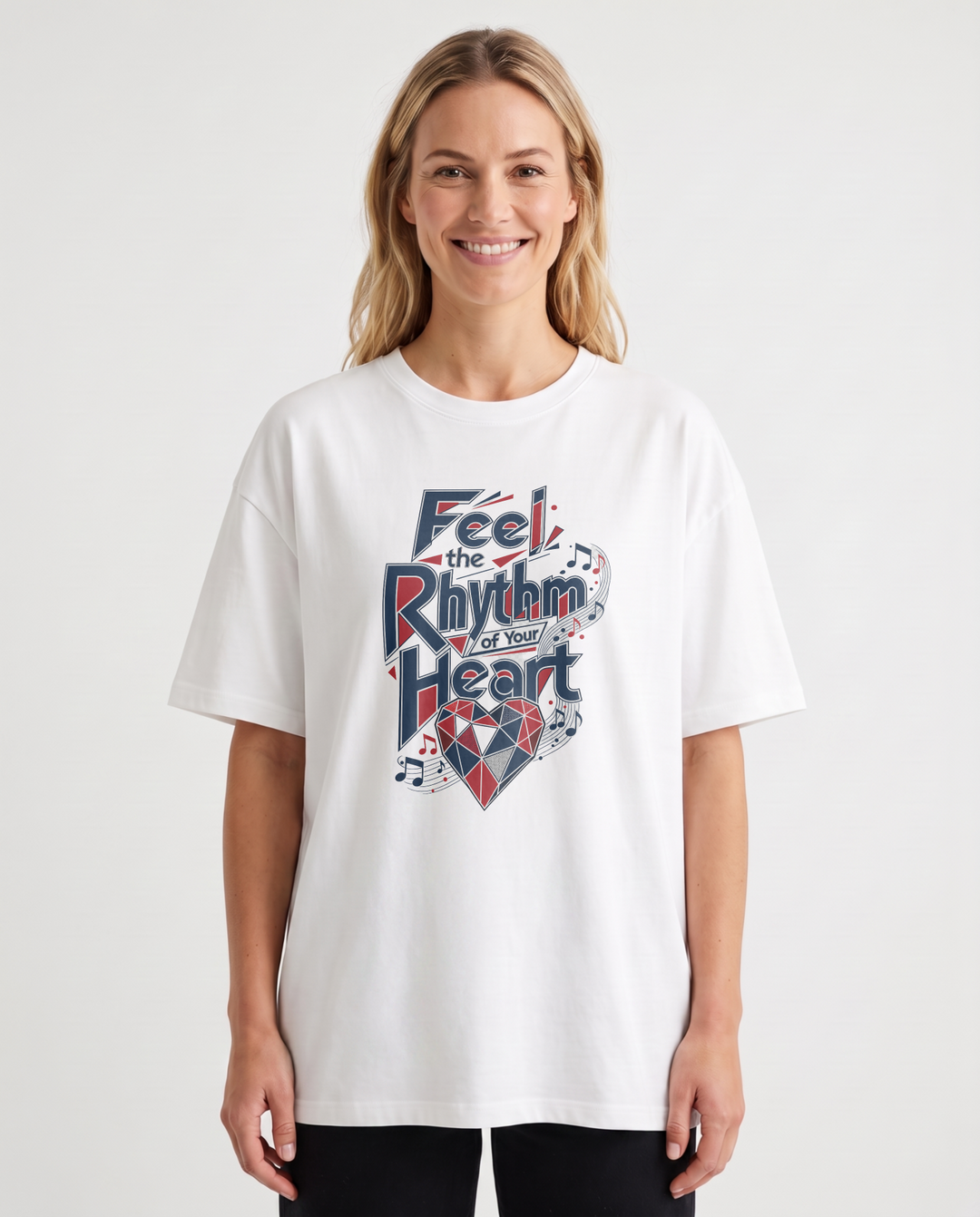 Feel The Rhythm Of Your Heart White T-Shirt mockup 1