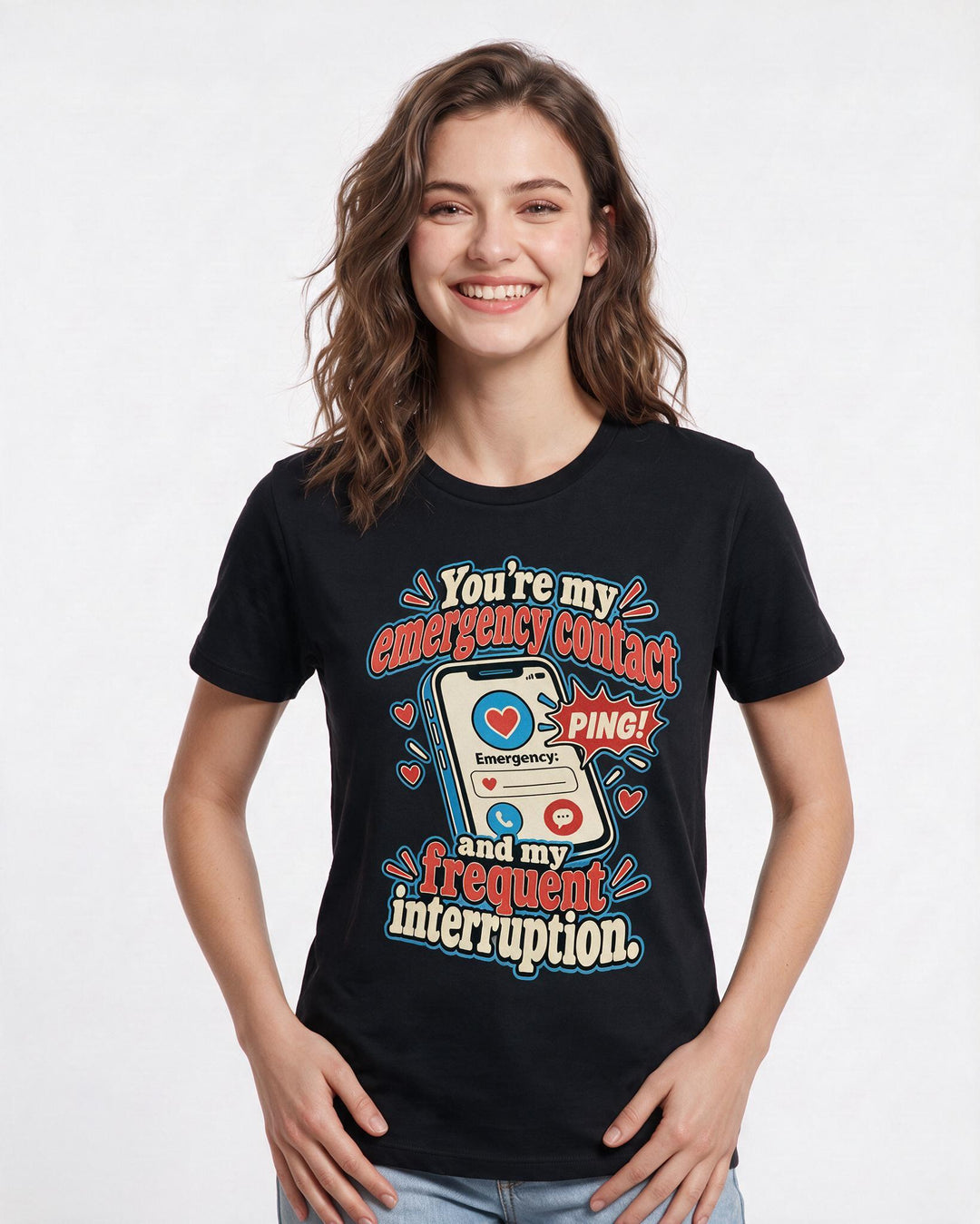 Couples Black T-Shirt for Women – Everyday Expression Graphic Tee product image 1