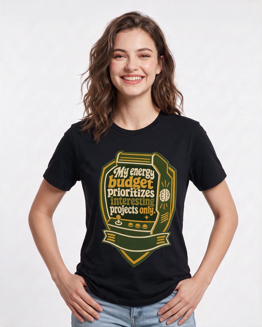 Graphic Women's Black T-Shirt - My energy budget prioritizes product image 3