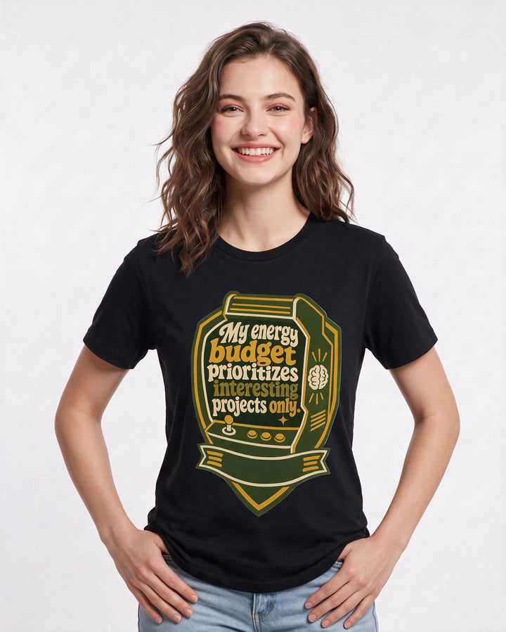Graphic Women's Black T-Shirt - My energy budget prioritizes product image 3