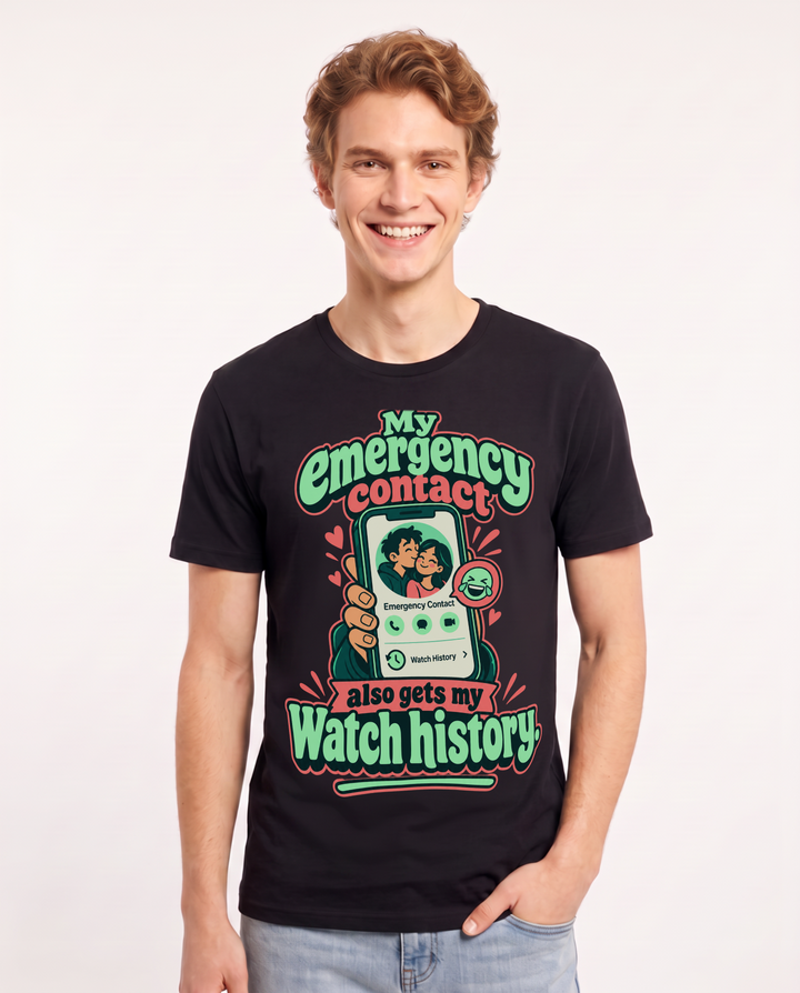 Couples Black T-Shirt for Men – Everyday Expression Graphic Tee product image 3