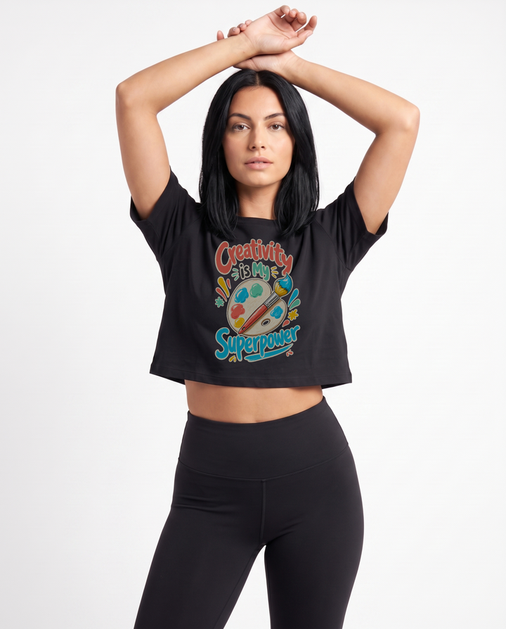 Creativity Is My Superpower Crop Top mockup 1