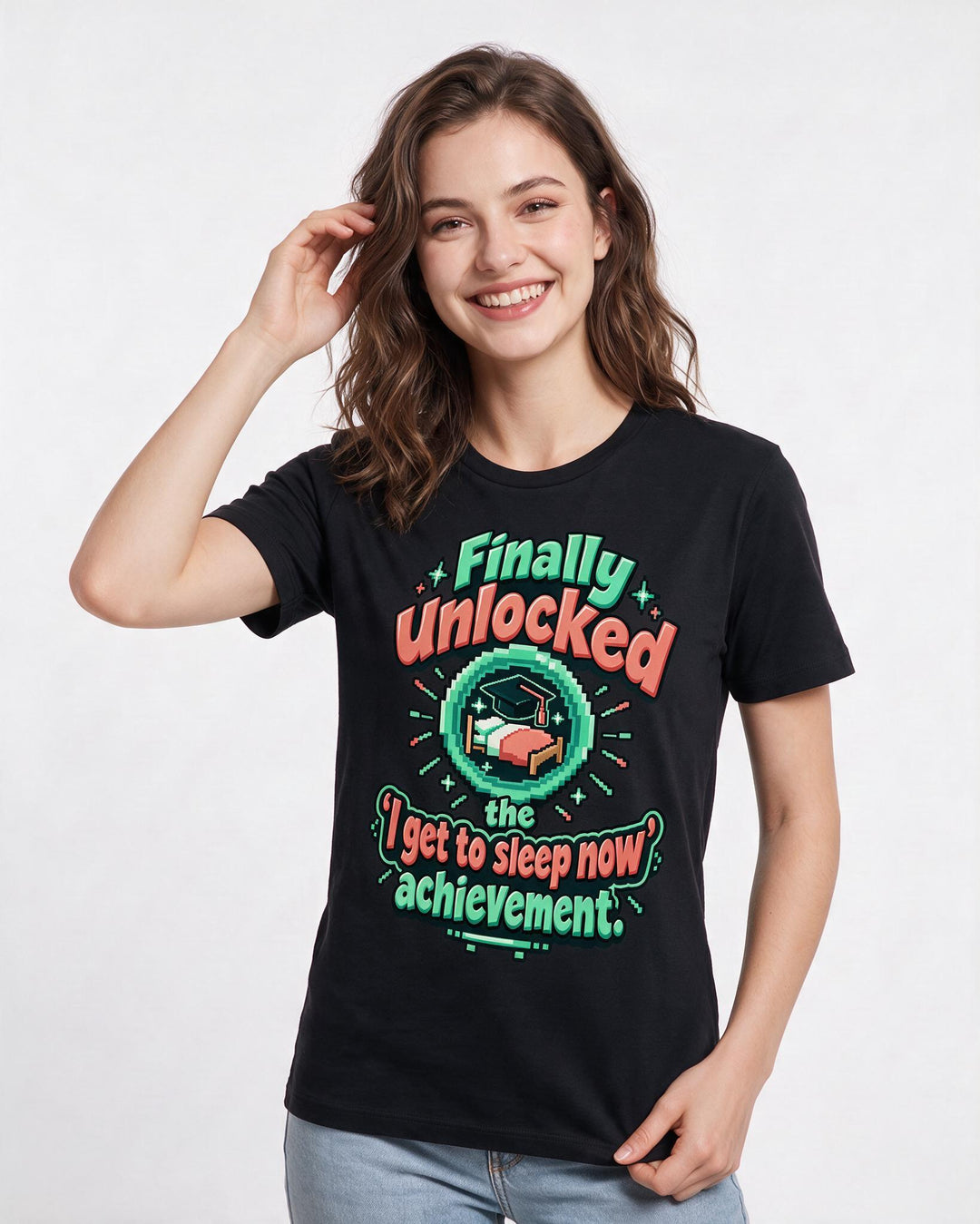 Graduation Black T-Shirt for Women – Everyday Expression Graphic Tee product image 1