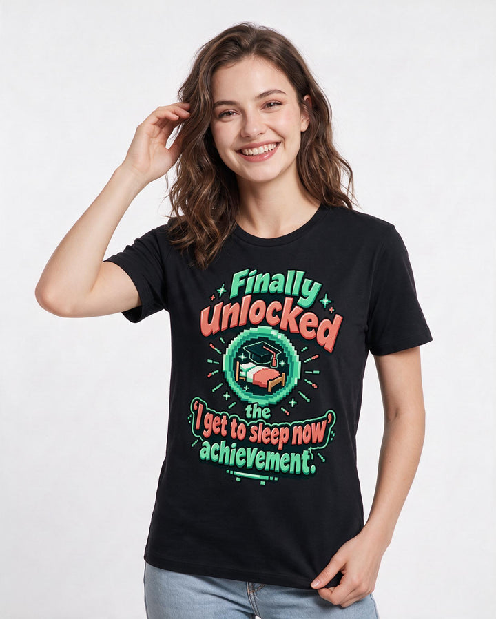 Graduation Black T-Shirt for Women – Everyday Expression Graphic Tee product image 1