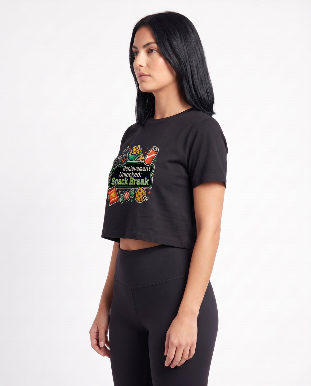 Achievement Unlocked: Snack Break Crop Top mockup 2