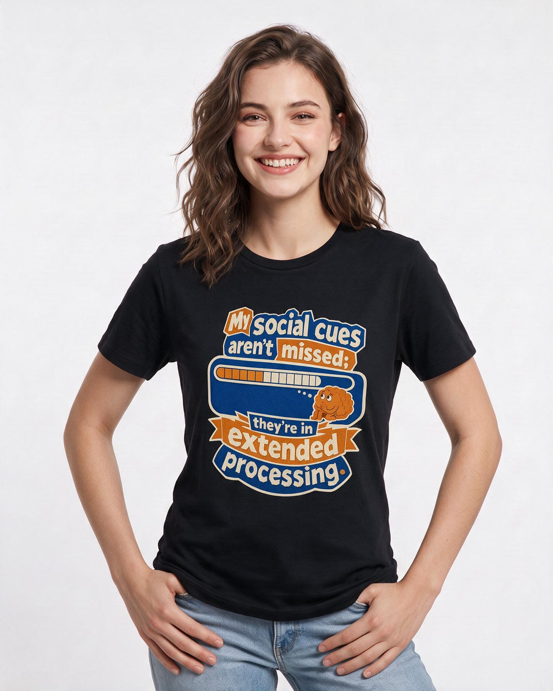 Neurodiversity Women's Black T-Shirt – My social cues aren't missed; they're product image 3