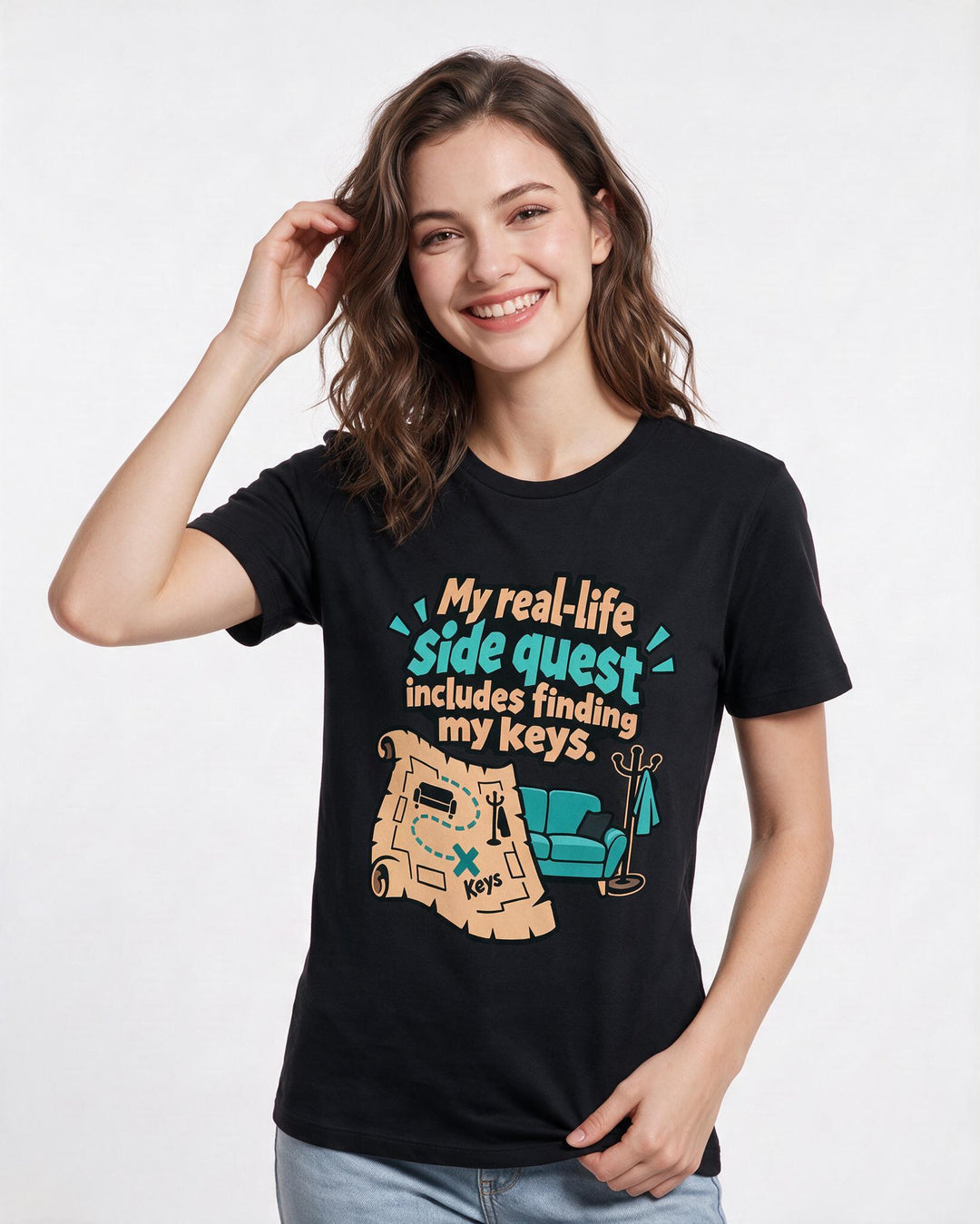 Gaming Black T-Shirt for Women – Game Night Graphic Tee product image 1