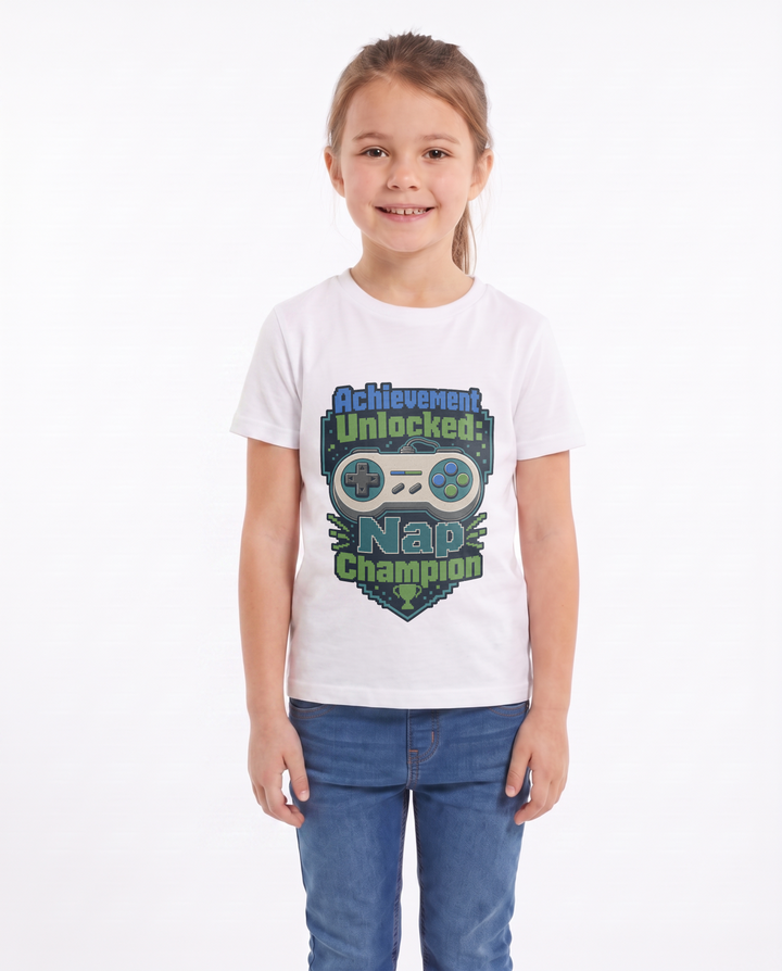 Achievement Unlocked: Nap Champion White T-Shirt mockup 1