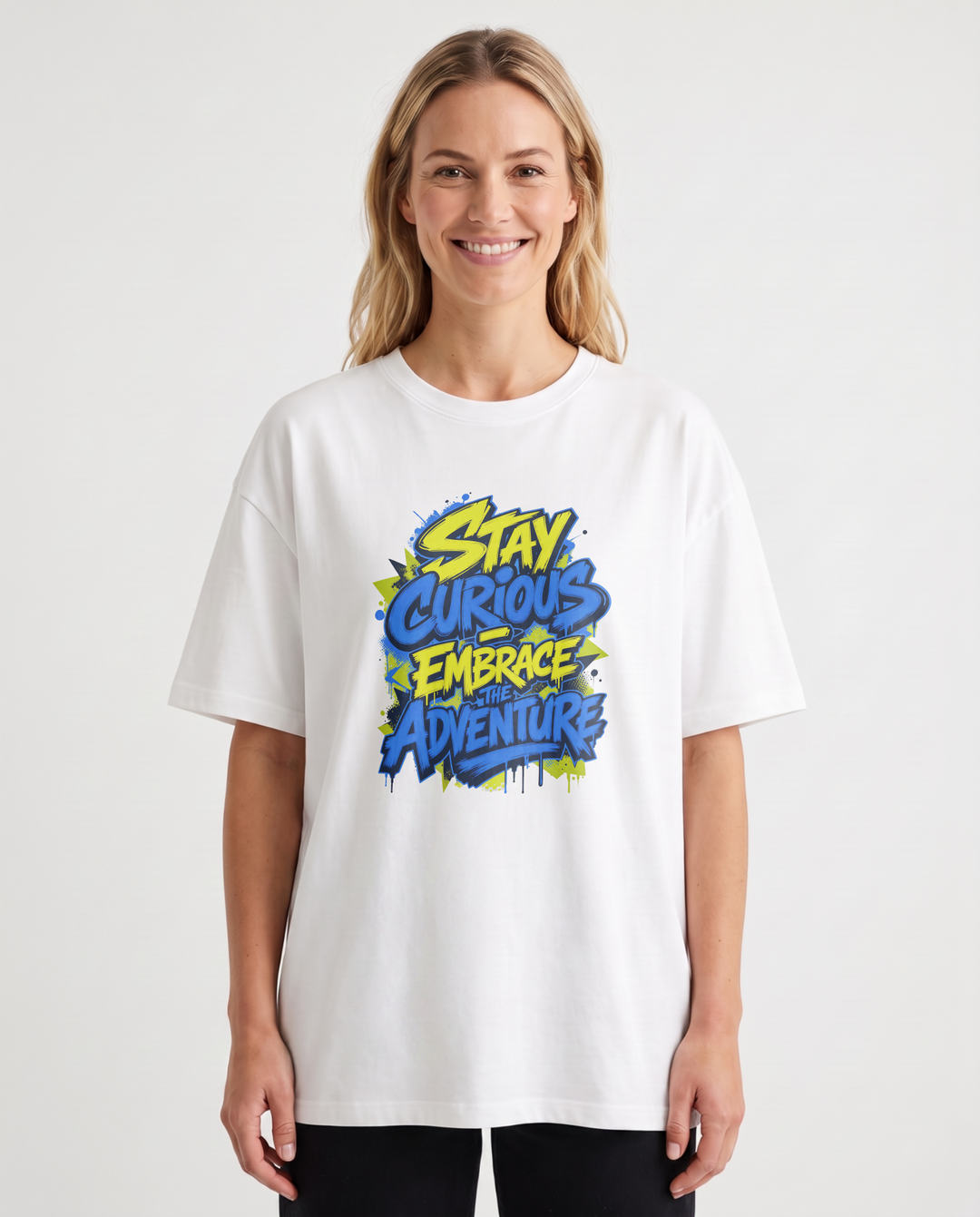 Stay Curious Embrace The Adventure White T-Shirt mockup 1