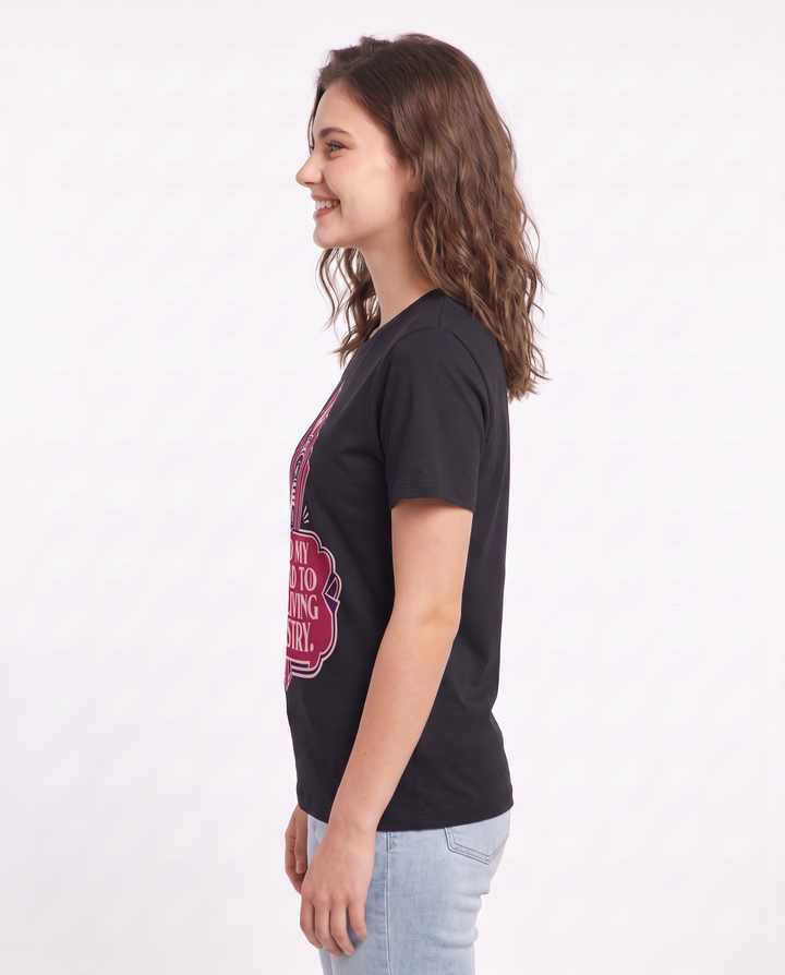 Graphic Women's Black T-Shirt - I add my thread to this living product image 2