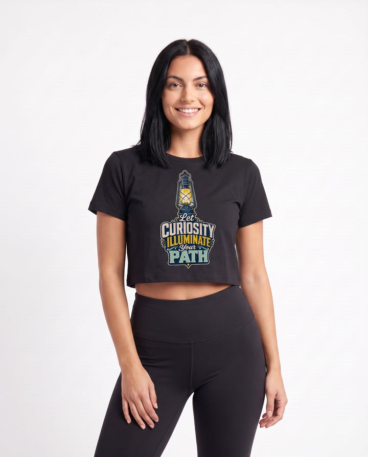 Let Curiosity Illuminate Your Path Crop Top mockup 3