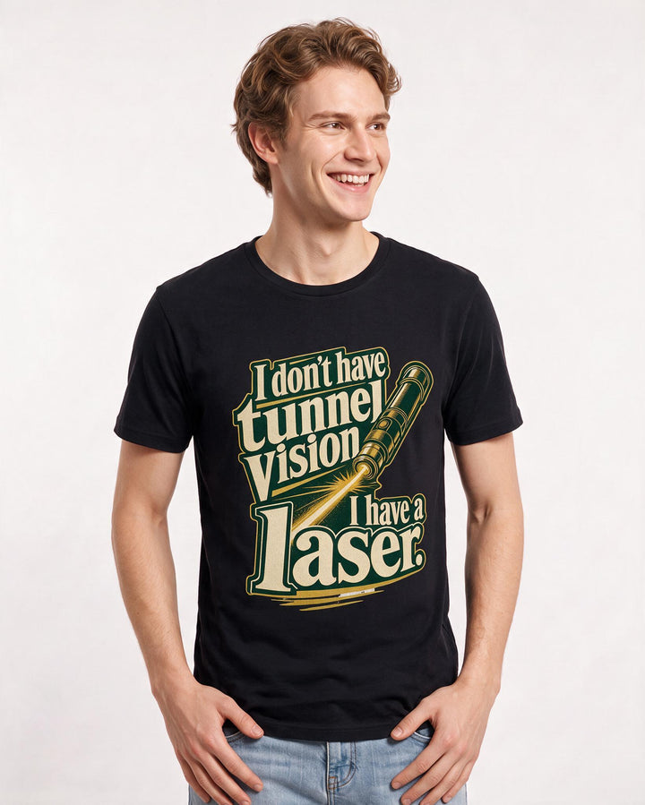 Neurodiversity Men's Black T-Shirt – I don't have tunnel vision, I have a laser. product image 3