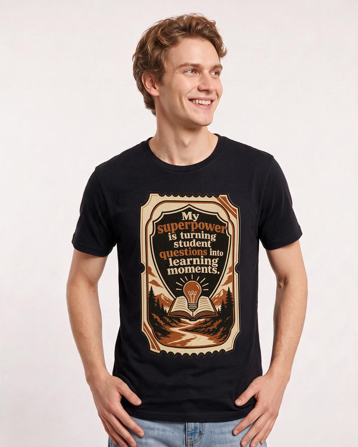 Teacher Gift Men's Black T-Shirt - My superpower is turning student product image 3