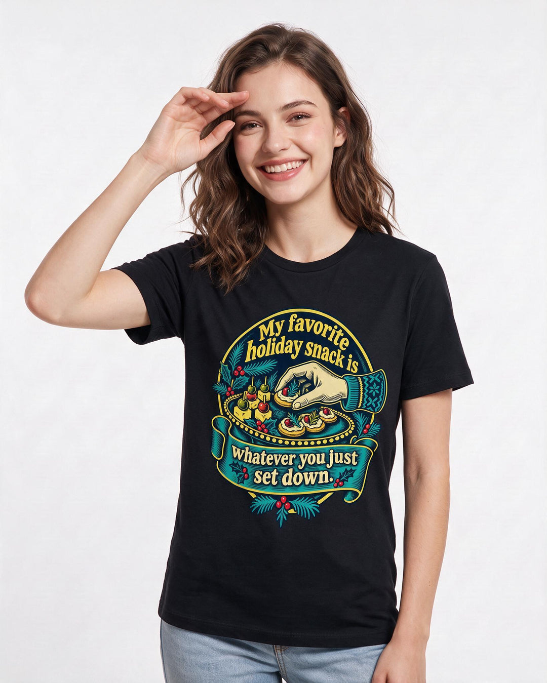 Christmas Black T-Shirt for Women – Holiday Theme Graphic Tee product image 1