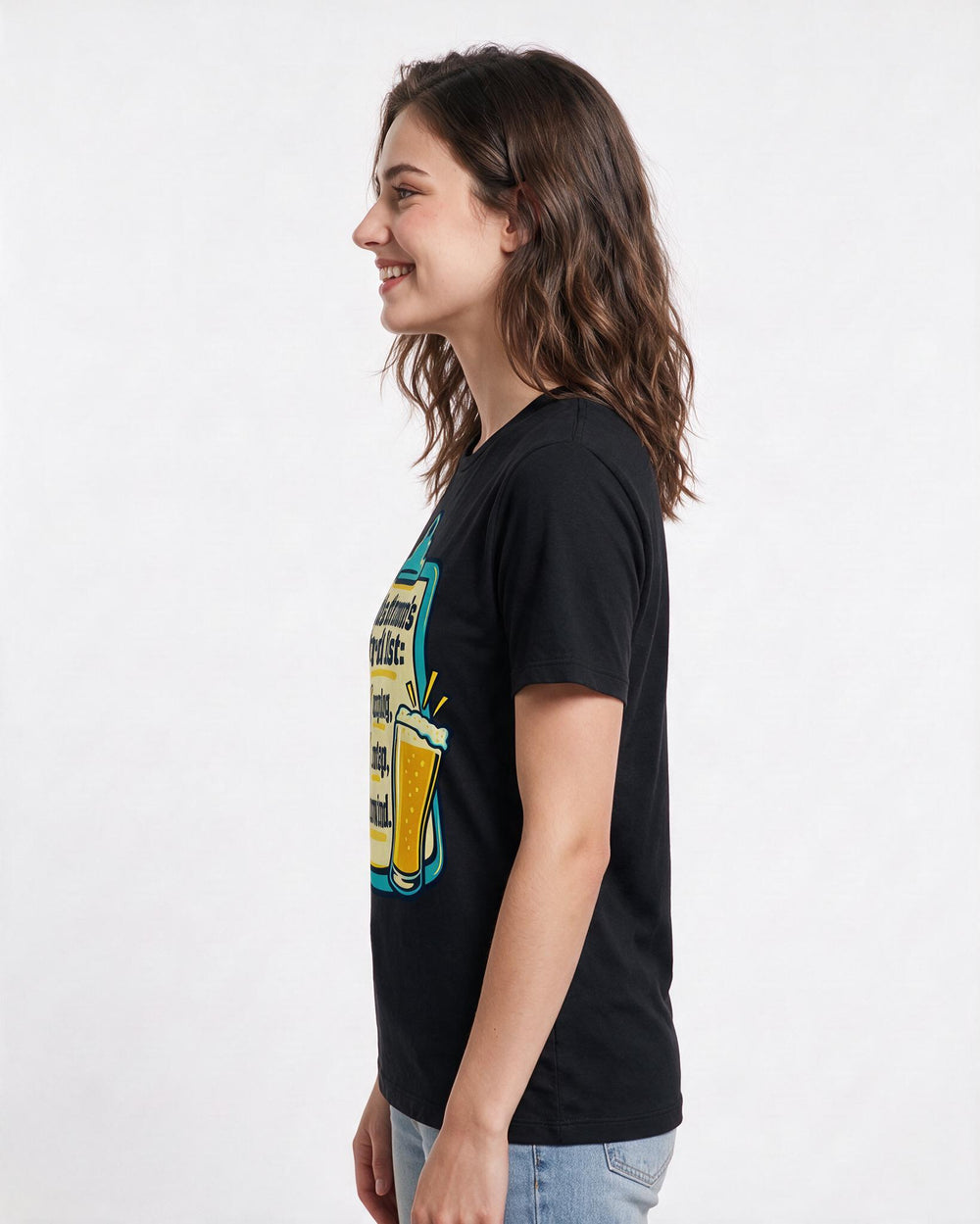 Beer Black T-Shirt for Women – Everyday Expression Graphic Tee product image 2