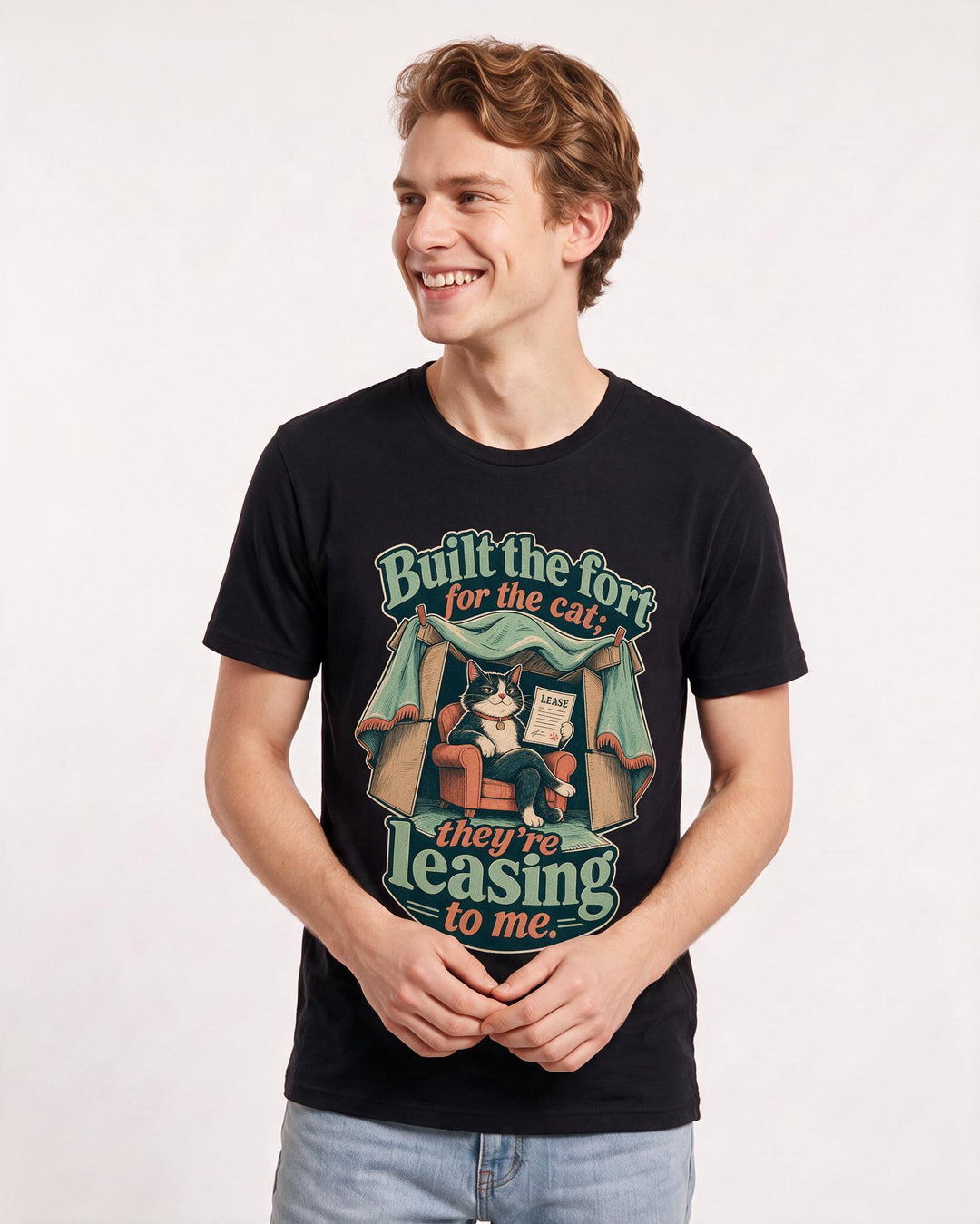 Cat Lover Black T-Shirt for Men – Everyday Expression Graphic Tee product image 1
