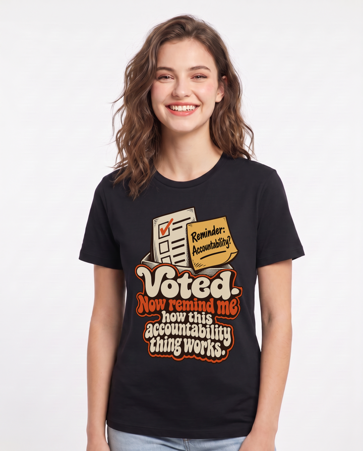 Political Statement Black T-Shirt for Women – Everyday Expression Graphic Tee product image 3