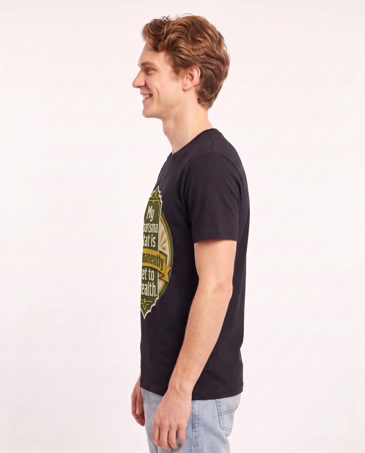 Gaming Men's Black T-Shirt - My charisma stat is permanently set to product image 2