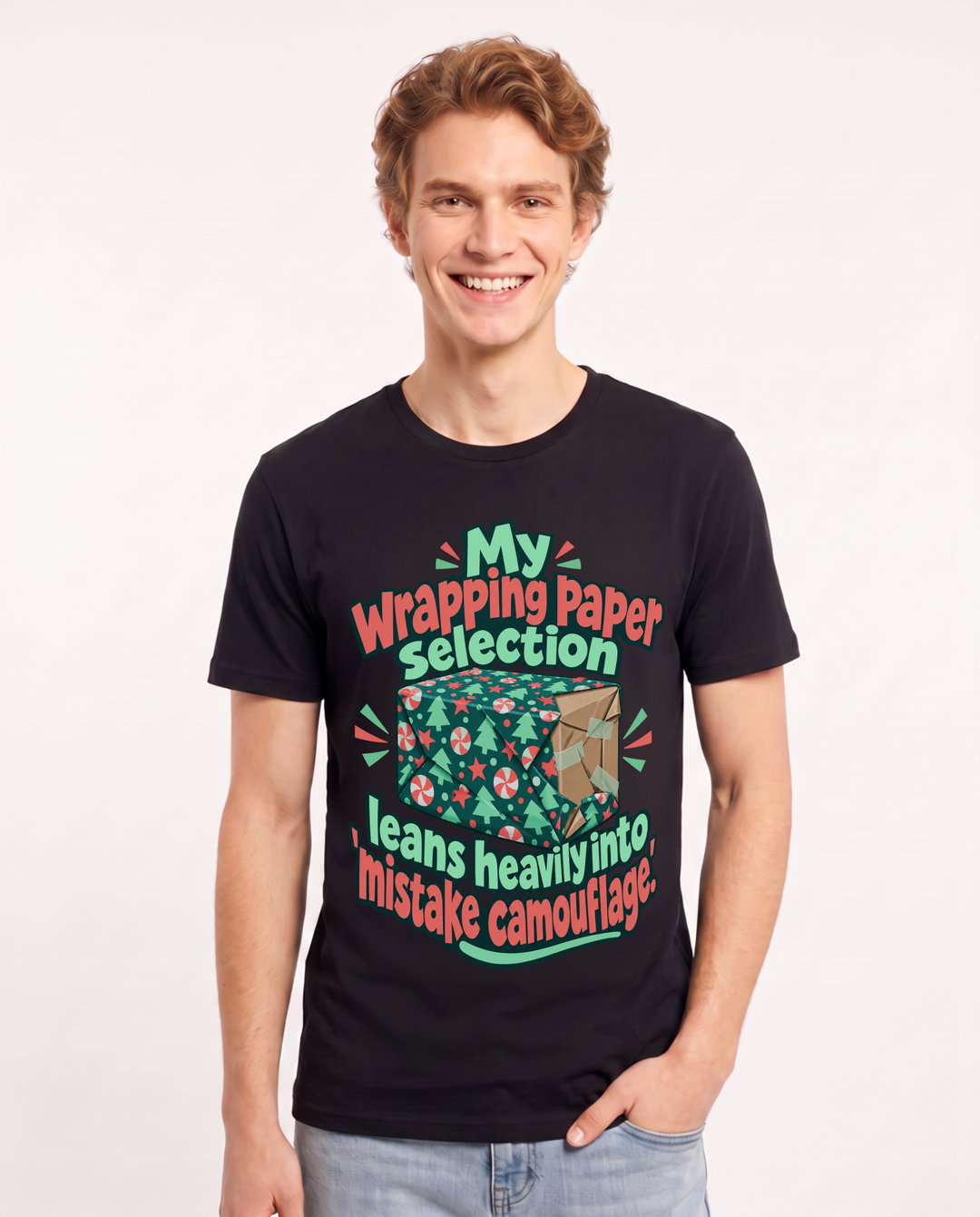 Christmas Black T-Shirt for Men – Holiday Theme Graphic Tee product image 3