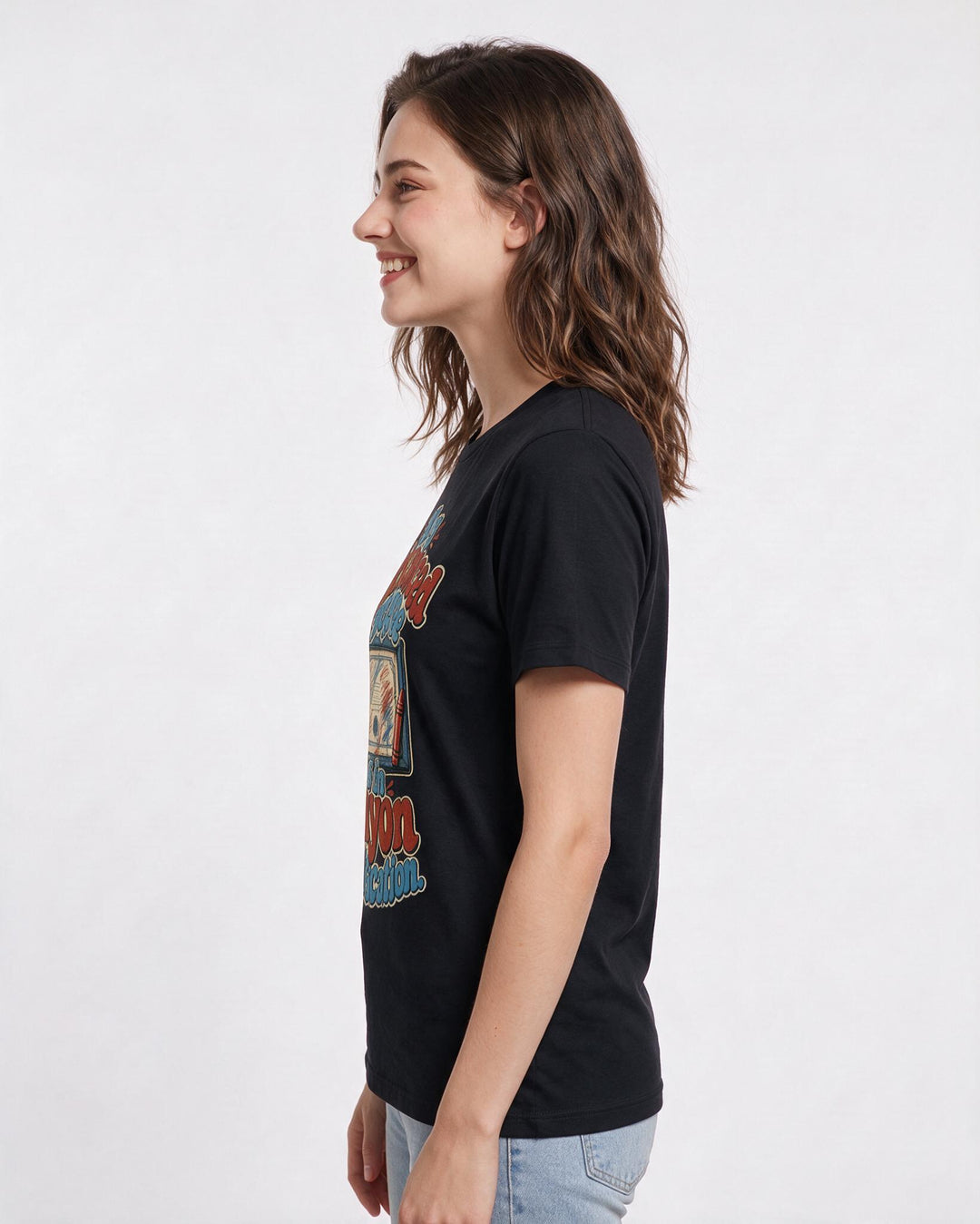 Funny Teacher Women's Black T-Shirt – My advanced degree is in crayon identification. product image 2