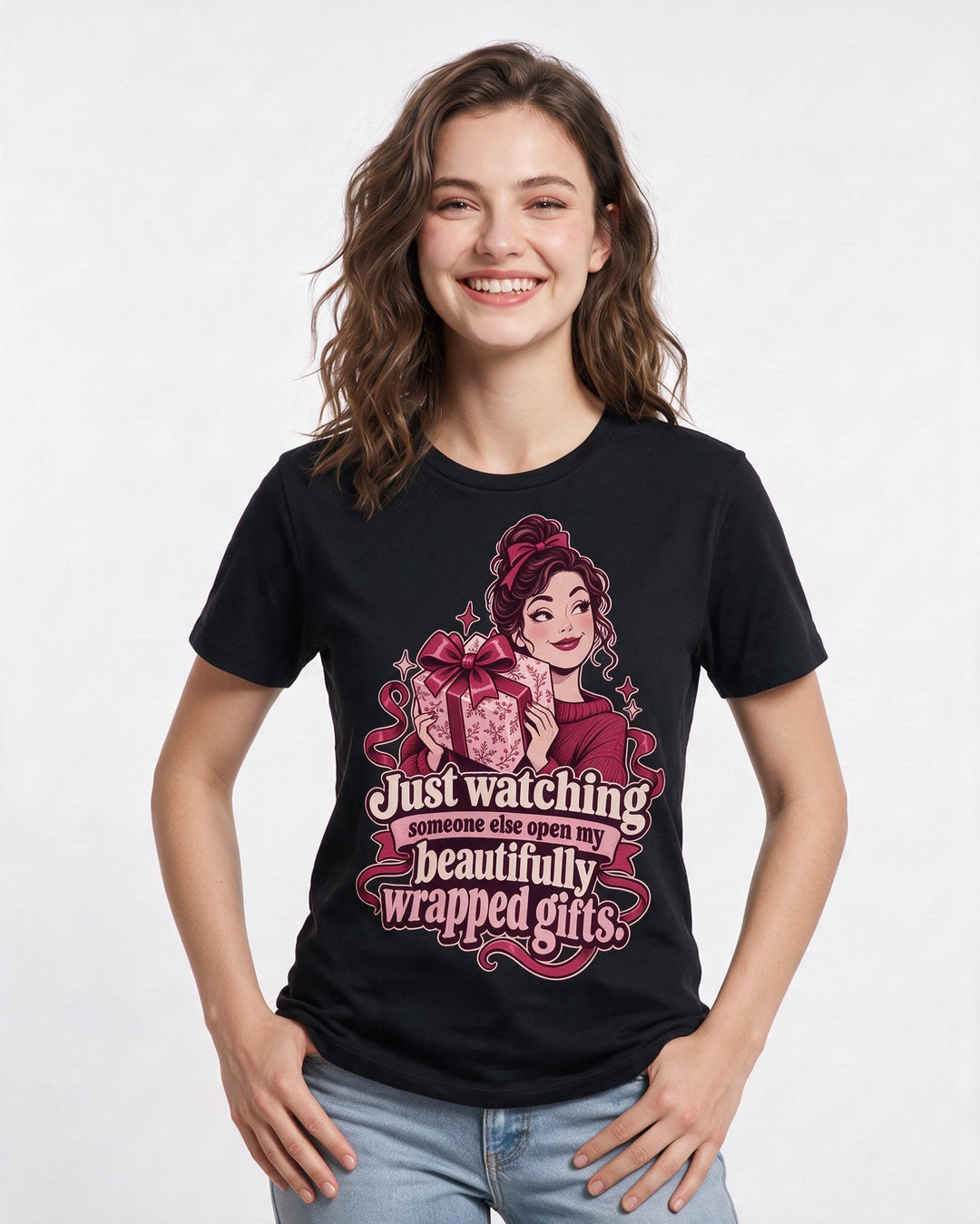 Christmas Black T-Shirt for Women – Holiday Theme Graphic Tee product image 1