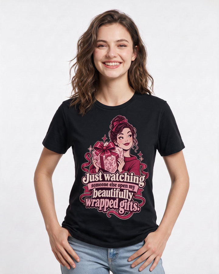 Christmas Black T-Shirt for Women – Holiday Theme Graphic Tee product image 1