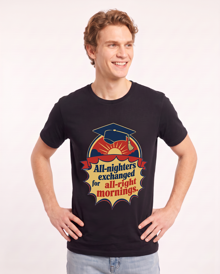 Graduation Gift Men's Black T-Shirt - All-nighters exchanged for product image 3